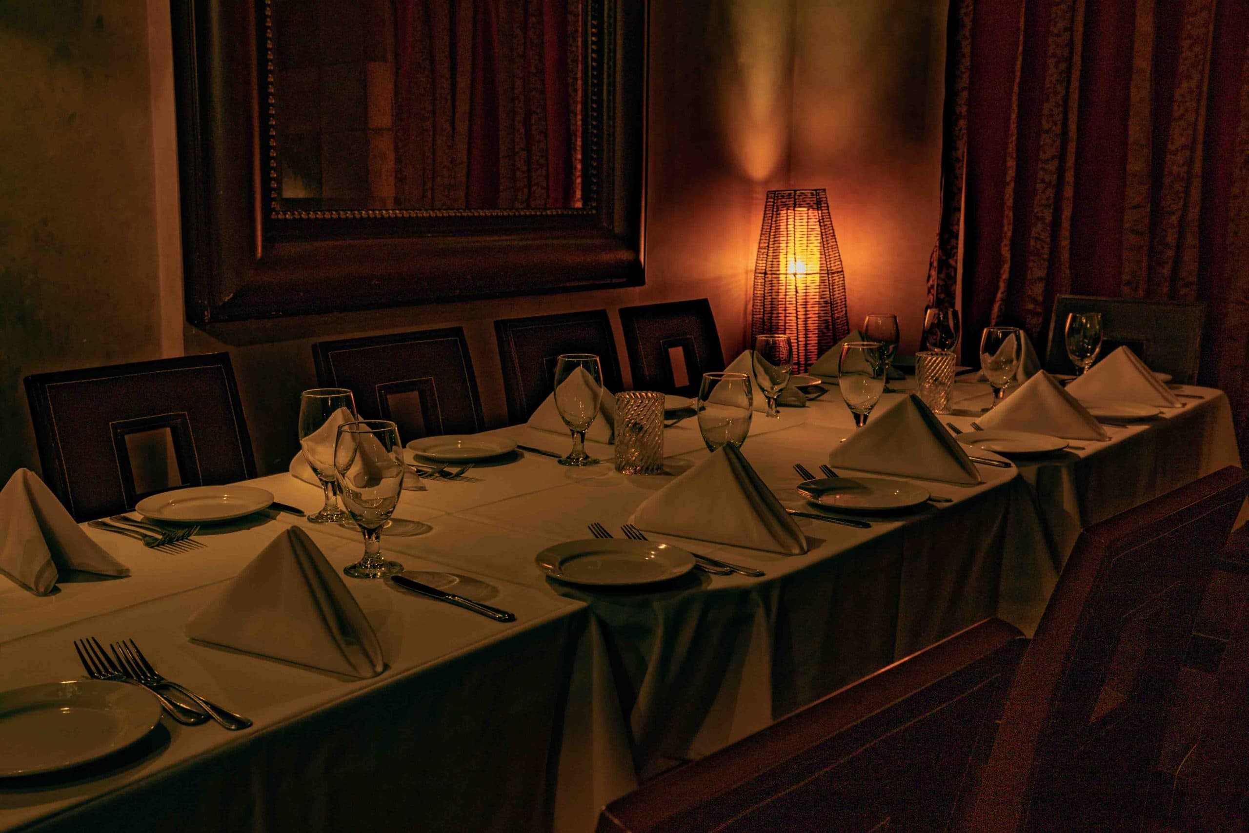 An intimate table prepared for guests at Nico’s